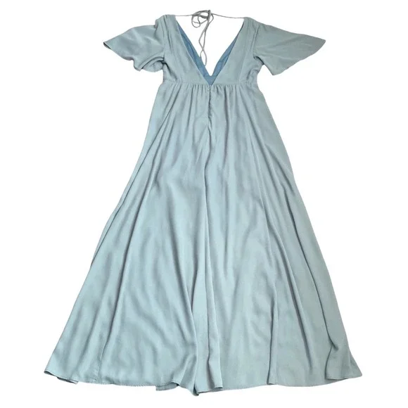SHOW ME YOUR MUMU Faye Flutter Maxi‎ Dress SZ L Sage Green Bridesmaid Fairy Boho - Picture 4 of 10